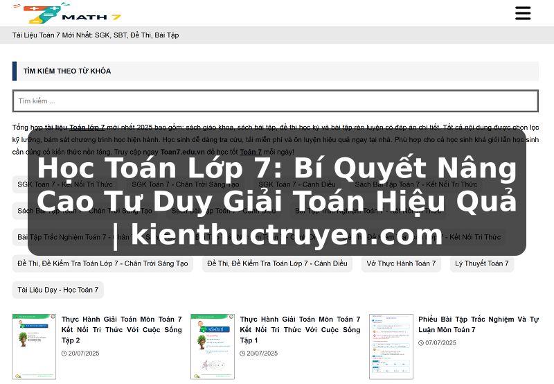 Truyện Tranh Học Toán Lớp 7: Bí Quyết Nâng Cao Tư Duy Giải Toán Hiệu Quả | kienthuctruyen.com