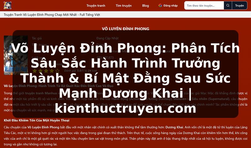 Truyện Tranh Võ Luyện Đỉnh Phong: Phân Tích Sâu Sắc Hành Trình Trưởng Thành & Bí Mật Đằng Sau Sức Mạnh Dương Khai | kienthuctruyen.com